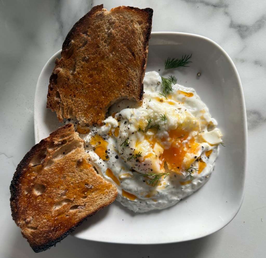 çilbir with tzatziki
